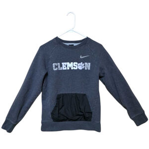 Nike Gray Clemson Tigers Mens Sweatshirt Size Small Black Nylon Kangaroo Pocket